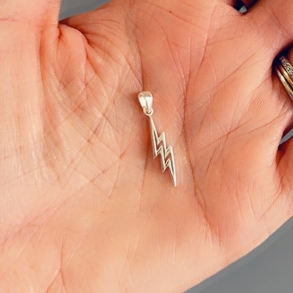 Sterling Silver Edgy Thunderbolt Pendant - Picture 3 of 7